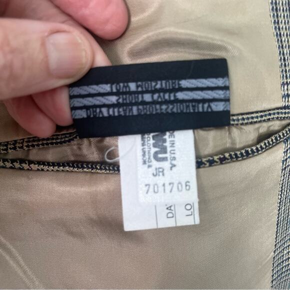 Vintage Burberry Silk Blazer Sport Coat Mens 44 Houndstooth Windowpane Tan - Picture 7 of 13